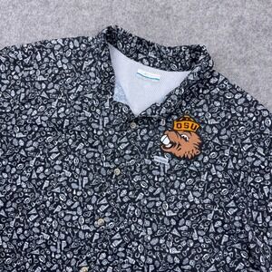Columbia Shirt Mens XL Black OSU Beavers PFG Super Slack Tide Fishing Button Up